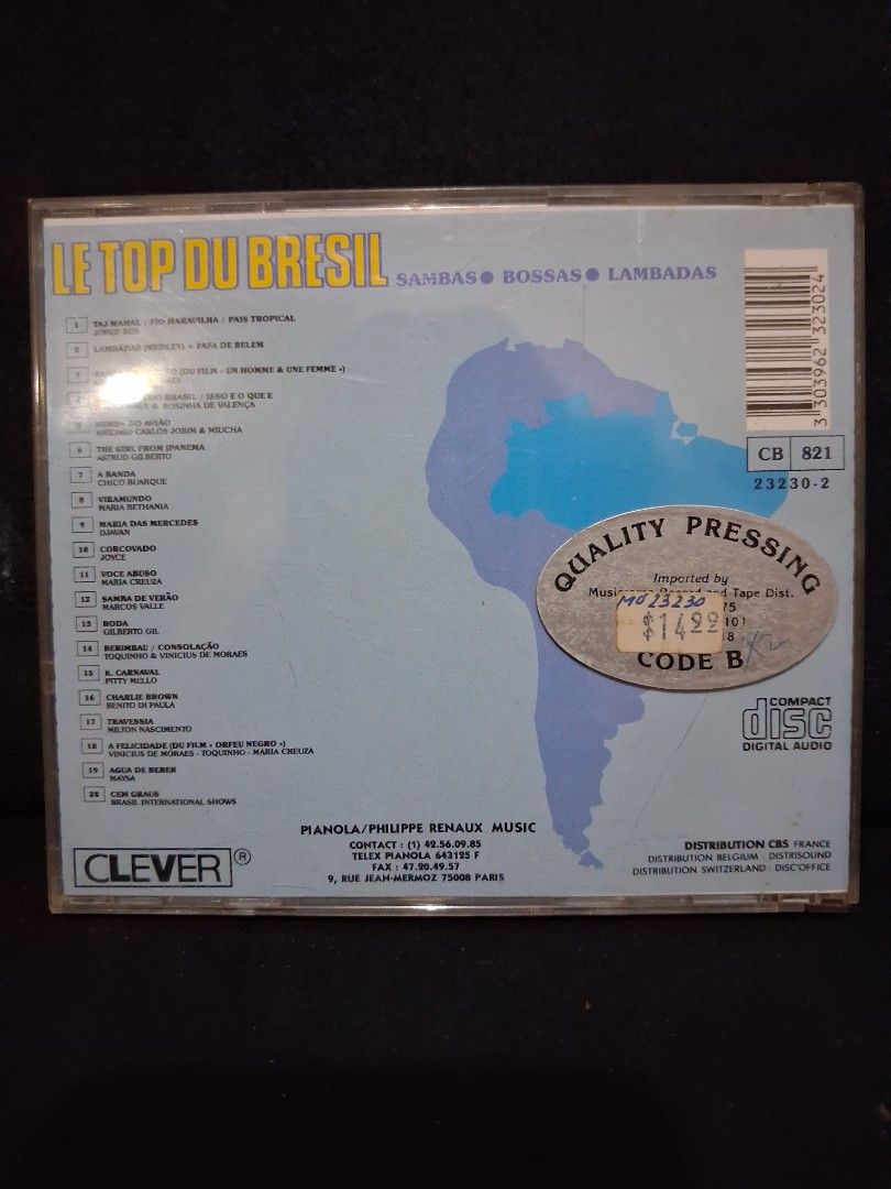CD Album Le Top du Bresil (Category: CDs & DVDs) located in Paranaque City. Submitted by jnthn.c (Listing ID 1471221504, Image 2). Description: vg+ to nm.