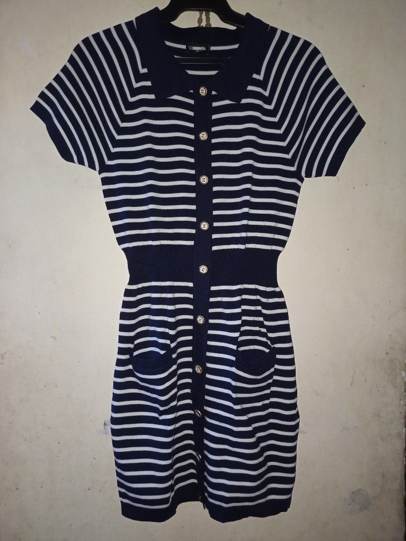 Chanel Striped polo dress (Category: Dresses) located in Manila. Submitted by kenny200024 (Listing ID 1471263739, Image 1). Description: Chanel Striped polo dress - small to med - actual measurement width 11 | length 32 | hem 15 - excellent condition.