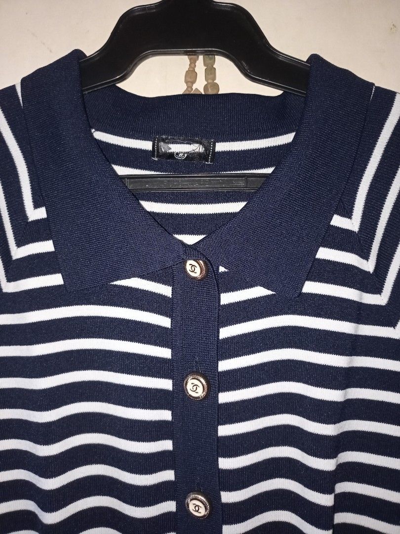 Chanel Striped polo dress (Category: Dresses) located in Manila. Submitted by kenny200024 (Listing ID 1471263739, Image 3). Description: Chanel Striped polo dress - small to med - actual measurement width 11 | length 32 | hem 15 - excellent condition.