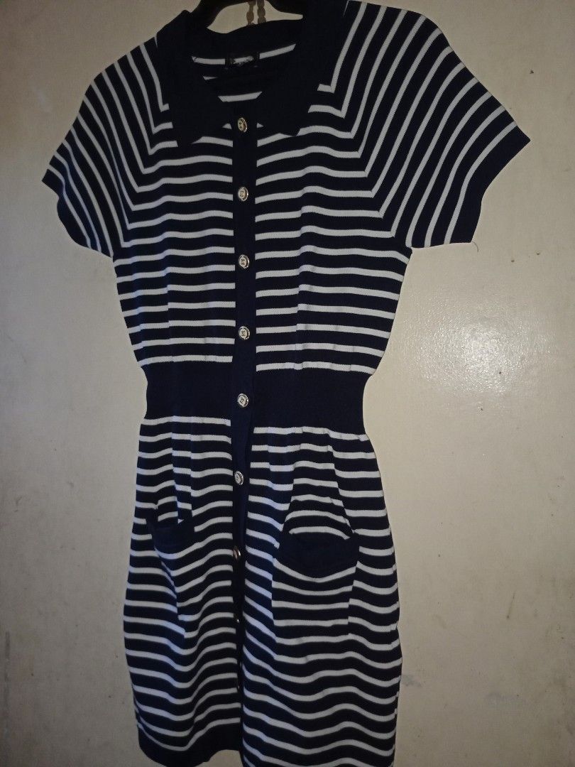 Chanel Striped polo dress (Category: Dresses) located in Manila. Submitted by kenny200024 (Listing ID 1471263739, Image 2). Description: Chanel Striped polo dress - small to med - actual measurement width 11 | length 32 | hem 15 - excellent condition.