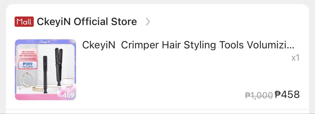 CkeyiN Crimper Hair Styling Tools Volumizer (Category: Hair) located in Rizal. Submitted by stylishfitz (Listing ID 1471283712, Image 3). Description: Used only once. Never needed again CkeyiN hair crimper and volumizer tool in black. Features corrugated texture plates for corn texture styling and 4 temperature settings up to 240 degrees Celsius. 360-degree rotatable black power cord attached. Fast heat capability. Simple plug-in operation with a