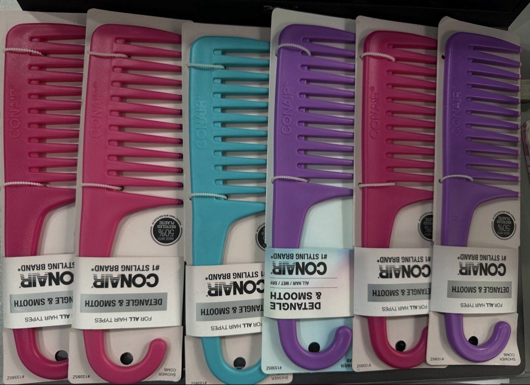 CONAIR Detangle & Smooth Shower Comb (Category: Hair) located in Caloocan City. Submitted by veascloset07 (Listing ID 1471197249, Image 2). Description: 💗💜💙 CONAIR Detangle & Smooth Shower Comb! Make hair care easier with Conair’s wide-tooth shower comb! Perfect for detangling wet or dry hair, helping smooth out tangles while being gentle on your hair. ✨ Suitable for all hair types ✨ Helps detangle with less breakage ✨ Perfect for shower use ✨