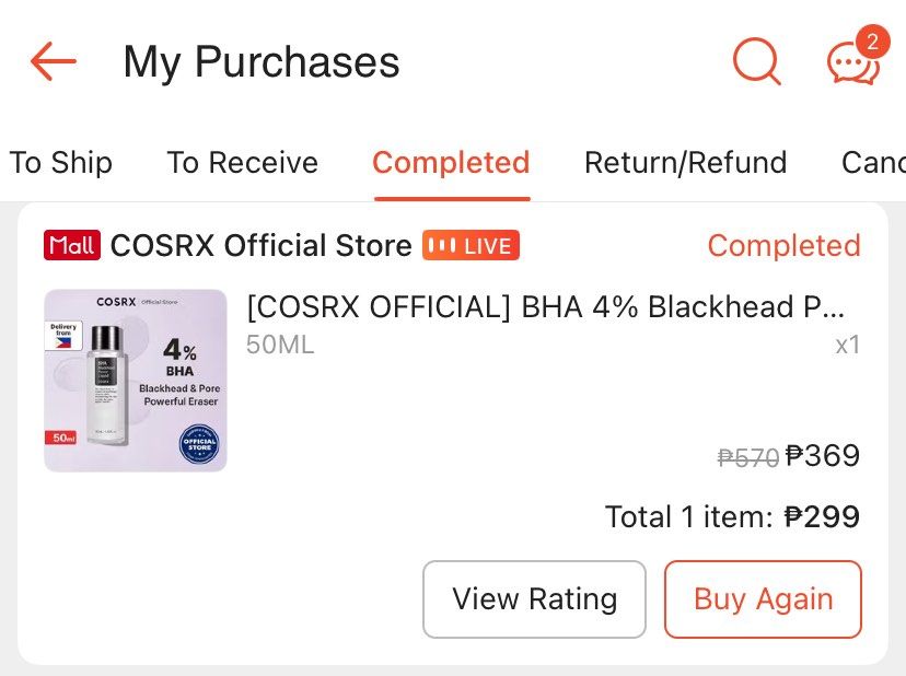 COSRX BHA Blackhead Power Liquid 50ml (Category: Face Care) located in Davao. Submitted by whimcywear (Listing ID 1471270669, Image 3). Description: - Product: COSRX BHA Blackhead Power Liquid - Size: 50ml bottle - Condition: Barely used - Source: From official store - Expiry Date: October 20, 2028 - Rfs: declutter for extra funds.