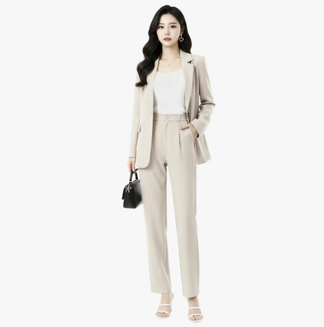 Cream Blazer and Straight Trouser Pants Set Coordinates (Category: Sets or Coordinates) located in Manila. Submitted by 02hamako (Listing ID 1471215591, Image 2). Description: - Style: Cream blazer and matching straight trousers pants set coordinates - Recommended Fit: Best for heights 5'0" to 5'6" weights 48 to 60 kg - Blazer Measurements: 15" shoulder 36-38" bust 25" length 22.5" sleeves - Trousers Pants Measurements: 26-30" waist 38-40" hips 2