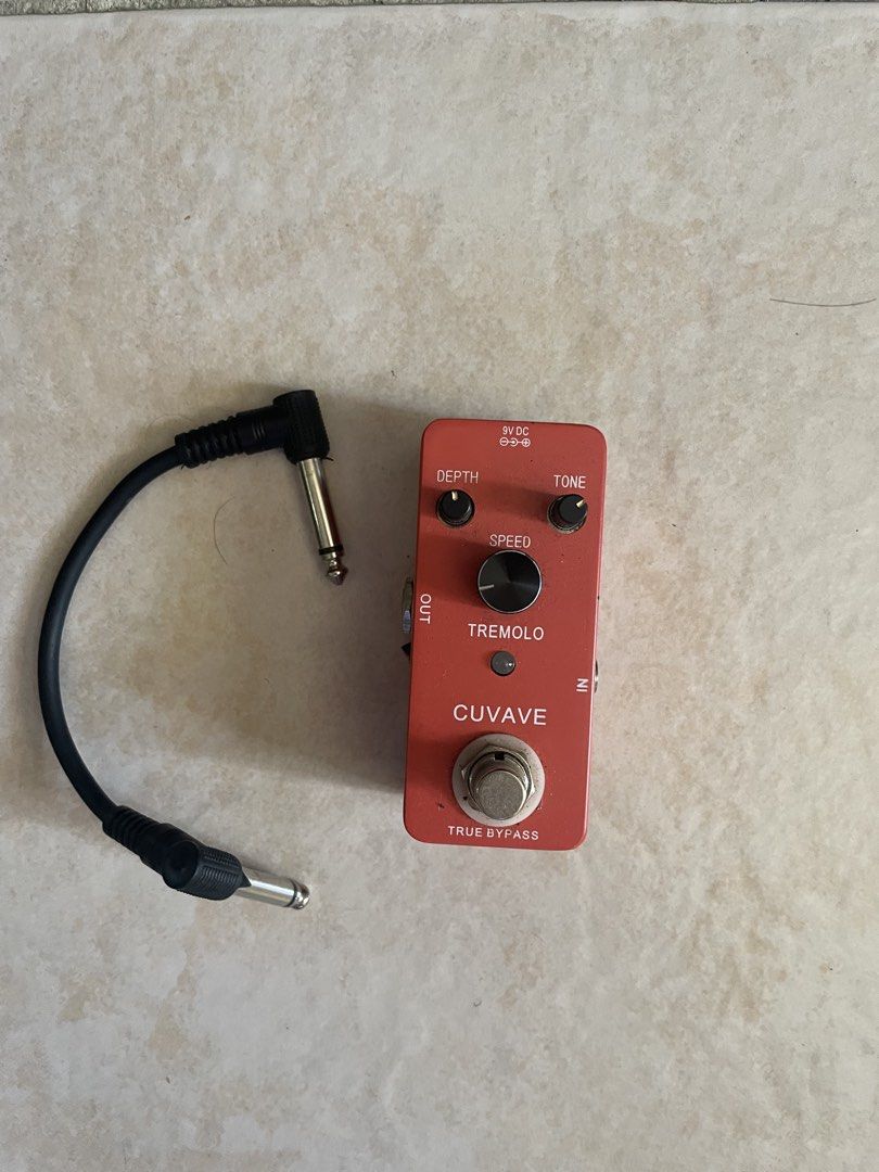 Cuvave Tremolo Guitar Pedal + FREE Patch Cable (Category: Musical Instruments) located in Quezon City. Submitted by ichikahenson (Listing ID 1471257218, Image 1). Description: Delivery fee is shouldered by client - Model: Cuvave Tremolo Guitar Effect Pedal - Switching: True bypass for pure tone preservation - Controls: Depth, tone, and speed knobs - Power: Runs on standard 9V DC power - Build: Compact metal enclosure with side jacks - Bonus: Incl
