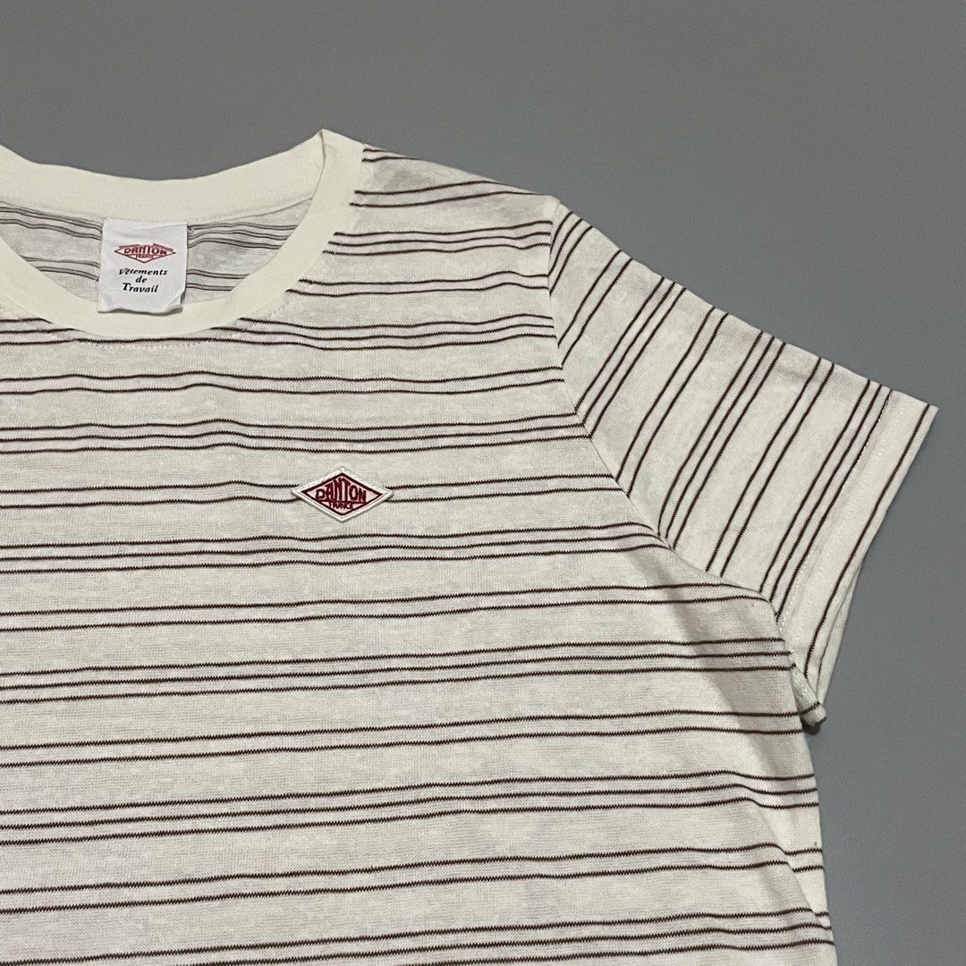 Danton Striped Short Sleeve T-Shirt (Category: Tshirts & Polo Shirts ) located in Manila. Submitted by astral_ (Listing ID 1471223154, Image 3). Description: Danton Striped Short Sleeve T-Shirt Size: Free Condition: 10/10 Issue: None Dimes Width: 22 in Length: 25 in Price: 1,200 shipped.