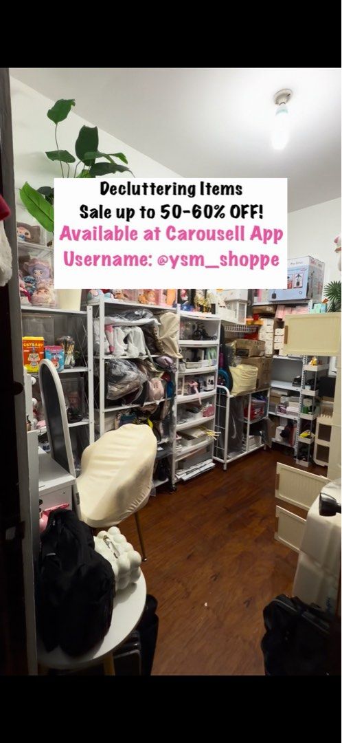 Decluttering Sale Storage Items And Accessories (Category: Storage Boxes & Baskets) located in Quezon City. Submitted by ysm_shoppe (Listing ID 1471264691, Image 1). Description: - Massive room clearance sale - everything must go! - Heavy discounts on bags, boxes, collectibles, and household items - Browse individual listings on Carousell via username: ysm_shoppe - Send a direct message for inquiries or special bundle deals.