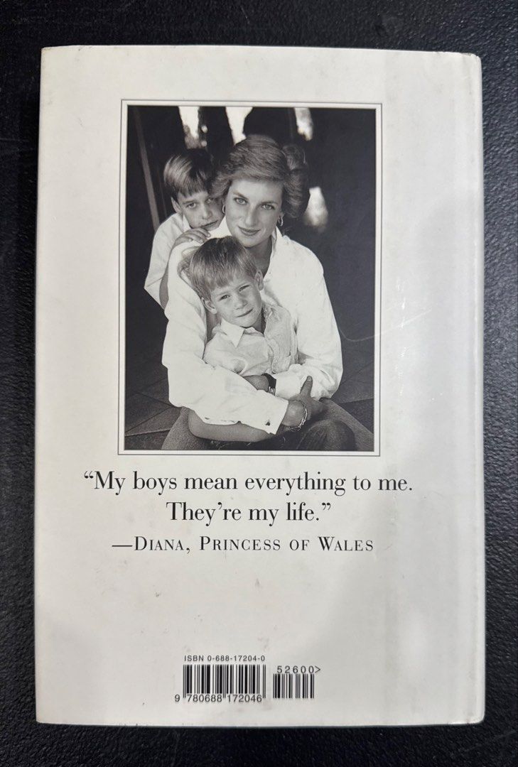Diana's Boys - Christopher Andersen (Category: Storybooks) located in San Pedro. Submitted by pageturner19 (Listing ID 1471143250, Image 2). Description: - Title: Biography on Prince William, Prince Harry, and Princess Diana - Author: Christopher Andersen - Publisher: William Morrow - ISBN: 0-688-17204-0 - Format: Hardcover - Condition: Read a few chapters; clean pages and strong binding with minor shelf wear on edges..