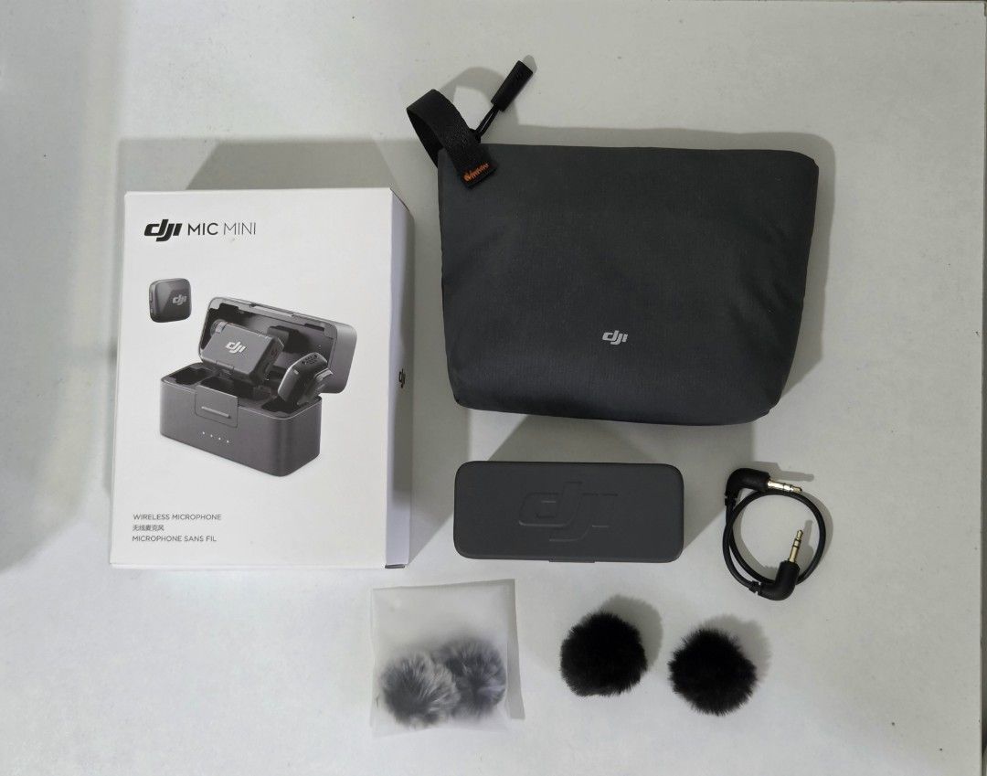 DJI Mic Mini Wireless Microphone System with Charging Case (Category: Microphones) located in Cebu City. Submitted by good_find (Listing ID 1471206554, Image 1). Description: DJI Mic Mini Wireless Microphone Set Inclusions: Charging case, receiver, 2 transmitters, furry windscreens, audio cable/mobile adapter, pouch, and original retail box RFS: Declutter, barely used Metup: SM City Cebu LBC .