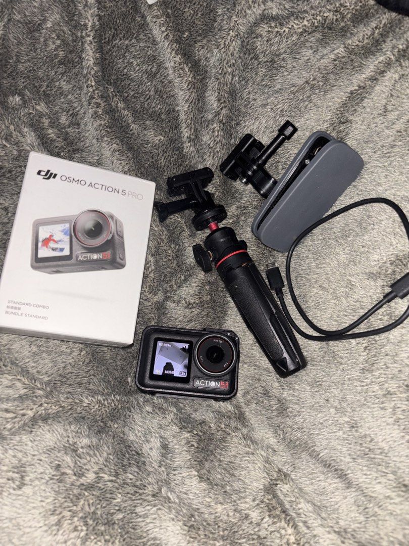 DJI Osmo Action 5 Pro Standard Combo (Category: Cameras) located in Magalang. Submitted by sbmarasiga28711 (Listing ID 1471210903, Image 1). Description: - DJI Osmo Action 5 Pro - Includes original box, camera unit, mini tripod handle, magnetic clip mount, and USB charging cable - Everything shown in the photos is included - Price slightly negotiable if sure buyer - Ideal setup for vlogging, action sports, and travel .