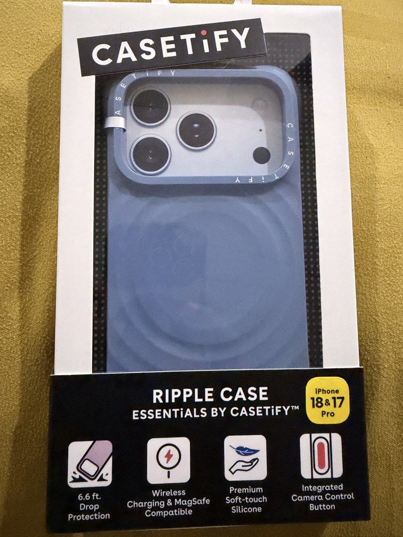 Dusty Blue Ripple Case for iphone 17/18 Pro (Category: Cases & Sleeves) located in Manila. Submitted by emenel (Listing ID 1471294696, Image 1). Description: Brand new. Kakabili lang kahapon. Rfs: wrong model, pang pro max ang kailangan..