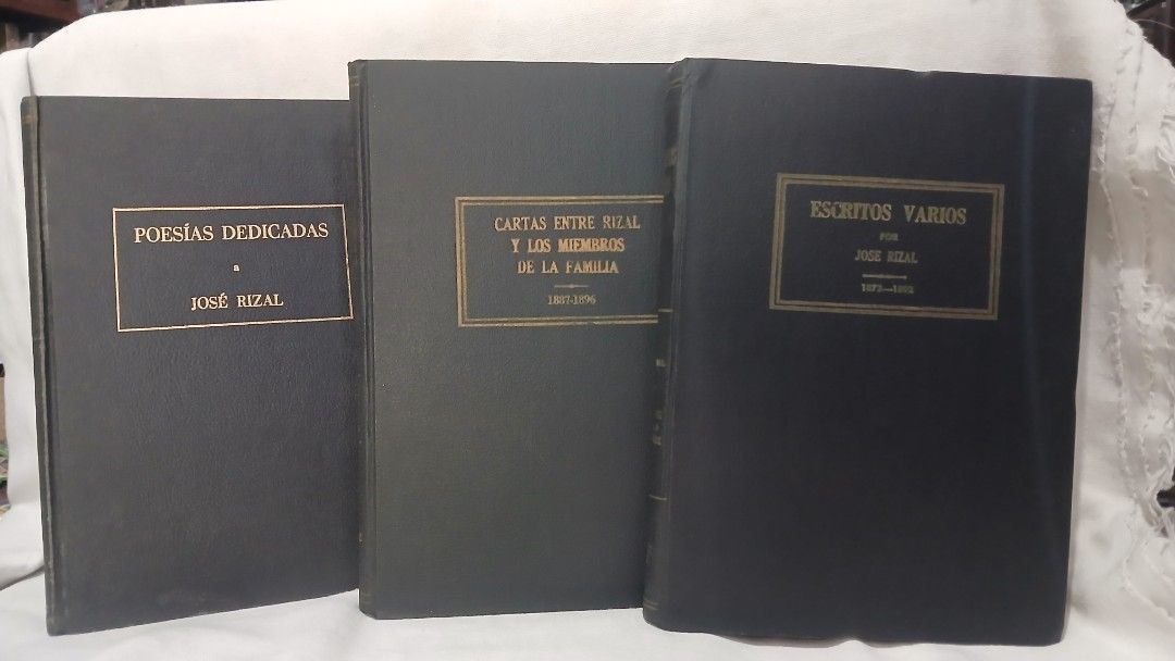 Escritos de Jose Rizal Centennial Edition Books Set (Category: Storybooks) located in Quezon City. Submitted by warmgem.dde5c0 (Listing ID 1471145561, Image 1). Description: - Rare 1961 collector's set published by the Comision Nacional del Centenario de Jose Rizal, Manila - Includes Tomo II (Cartas Entre Rizal y los Miembros de la Familia, 1887-1896) - Includes Tomo VIII (Escritos Varios, 1873-1892) - Includes Poesias Dedicadas a Jose Rizal - El