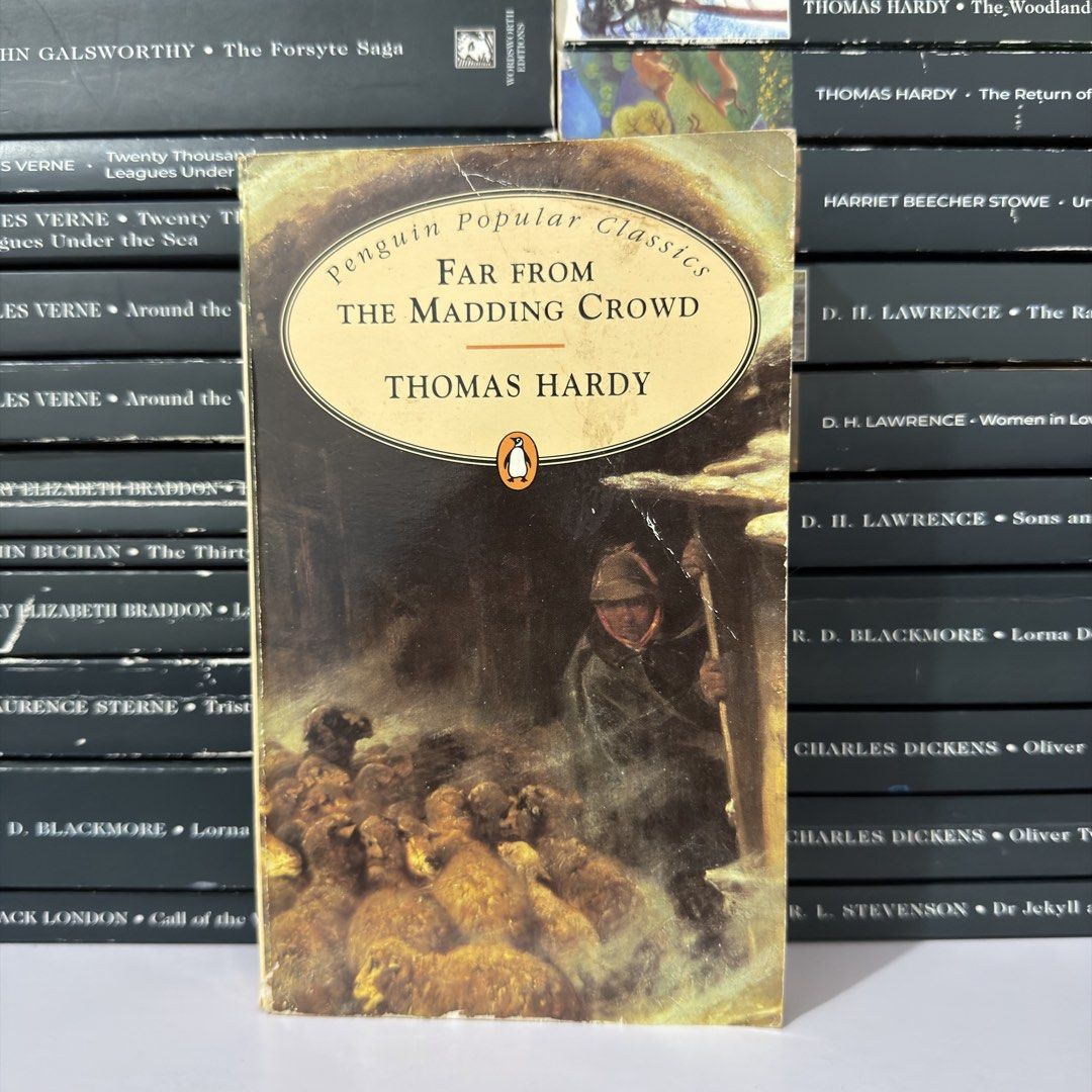 Far From the Madding Crowd by Thomas Hardy Penguin Popular Classics (Category: Storybooks) located in Lingayen. Submitted by readwjane (Listing ID 1471135867, Image 1). Description: - Title: Far From the Madding Crowd by Thomas Hardy - Edition: Penguin Popular Classics (Paperback) - Cover Art: Classic illustration of sheep and a shepherd - Condition: Creases along the spine and minor edge wear on the cover, but all pages are intact - Perfect for: