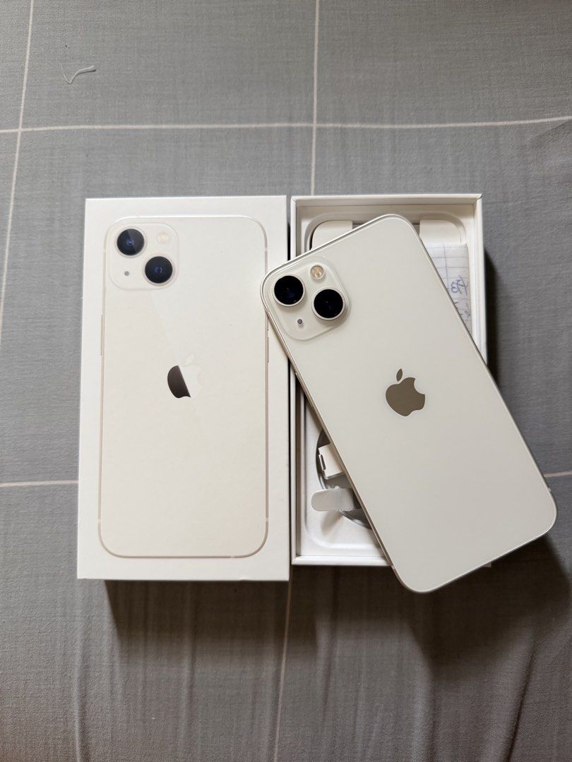 FOR SALE (RUSH) (Category: iPhone 13 Series) located in Manila. Submitted by mightyphoenix-d547 (Listing ID 1471136184, Image 1). Description: iPhone 13 (Starlight - 128 gb) - 70% batt health - No dents, no scratches - No issues - All functions are working perfectly - With box, and original receipt (bought in iStudio) - With free 2 cases RFS: Upgrade.
