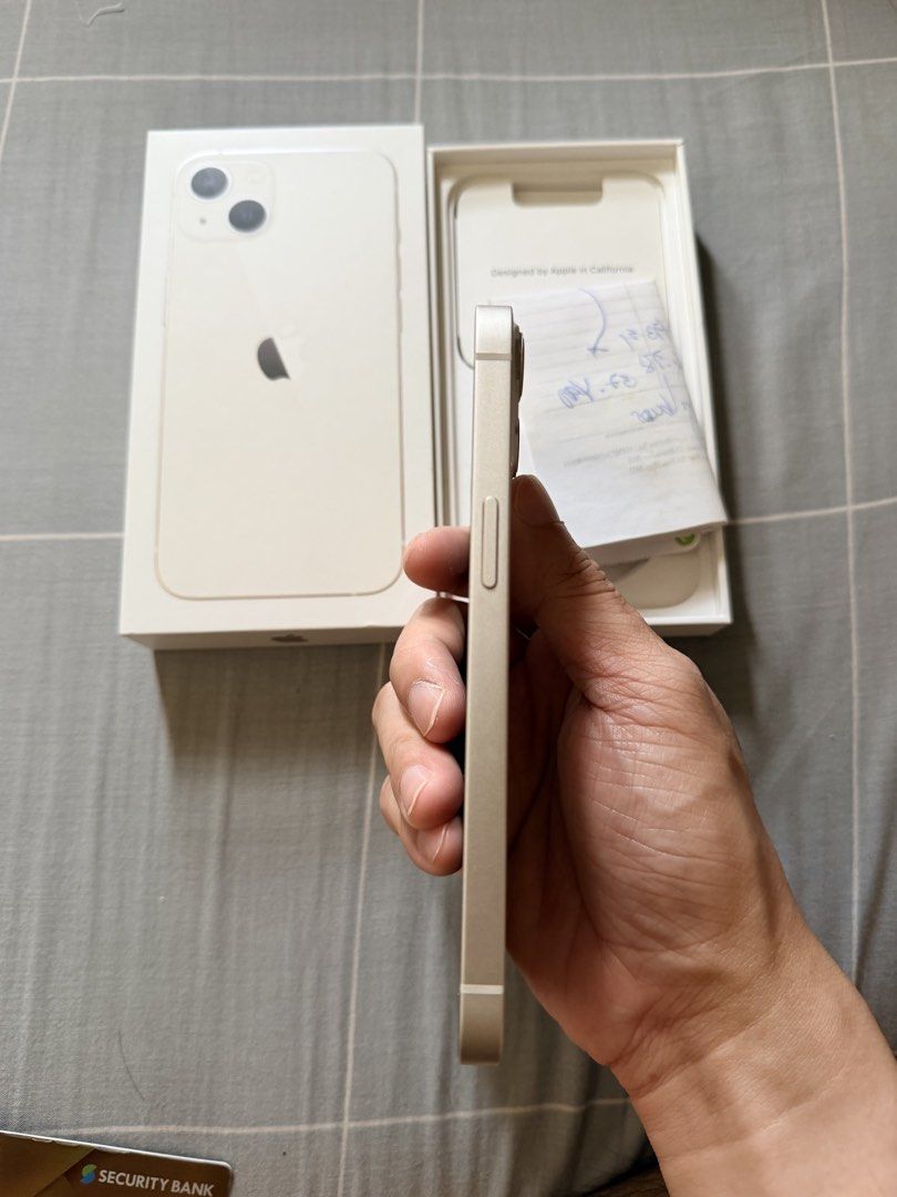 FOR SALE (RUSH) (Category: iPhone 13 Series) located in Manila. Submitted by mightyphoenix-d547 (Listing ID 1471136184, Image 3). Description: iPhone 13 (Starlight - 128 gb) - 70% batt health - No dents, no scratches - No issues - All functions are working perfectly - With box, and original receipt (bought in iStudio) - With free 2 cases RFS: Upgrade.