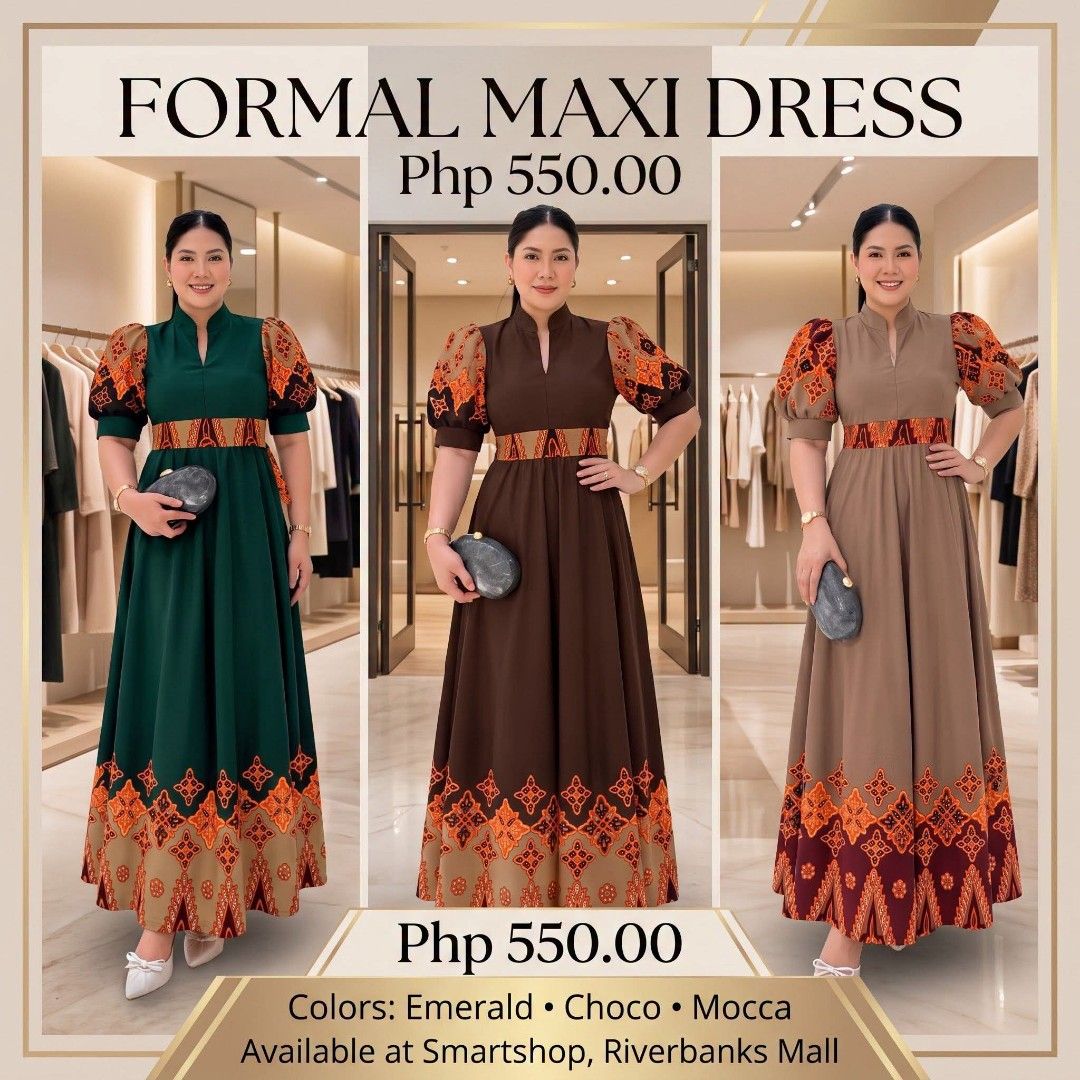 Formal Maxi Dress (Category: Dresses) located in Marikina City. Submitted by smartshop.ph (Listing ID 1471275212, Image 1). Description: 📣AVAILABLE ON HAND FOR PHP 550.00 EACH❗️ 📍RIVERBANKS MALL Fernlane (near save more, tapat po ng Cebuana) 10AM -9PM #riverbanksmall #riverbankscentermarikina #RiverbanksCenter #riverbanksmallmarikina #holidaydressph #christmasdressph #christmasootdph #christmasoutiftph #partydressph.