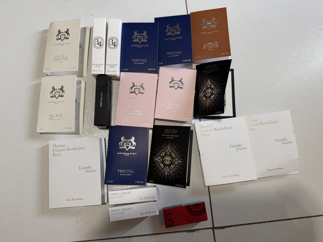 Fragrance Samples/Vials (Category: Fragrance & Deodorants) located in Angeles City. Submitted by hinjan297 (Listing ID 1471152600, Image 1). Description: Valaya Exclusif 1.5 ml (2 pcs) ₱299 each 34 Boulevard Saint German 10 ml (2 pcs) ₱650 each (get both and i'll give you a diptyque pouch) Perceival 1.5 ml (3 pcs) ₱199 each Althair Exclusif 1.5 ml (1 pc) ₱599 Oud For Grace 5ml (1 pc) ₱1,299 Delina exclusif 1.5 ml (2 pcs) ₱299 each Oud For Greatne