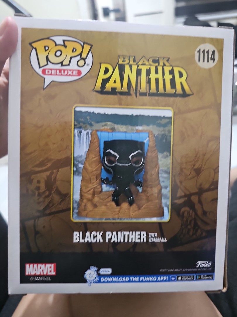 Funko Pop Deluxe Marvel Black Panther With Waterfall 1114 (Category: Figurines & Statues) located in Manila. Submitted by learni01 (Listing ID 1471215122, Image 3). Description: - Brand: Funko Pop Deluxe - Item: #1114 Black Panther with Waterfall Background - Franchise: Marvel Cinematic Universe (MCU) - Packaging: Original window box, great for display - Condition: Brand new / Mint in box - Ideal for: Marvel fans and serious Funko collectors.