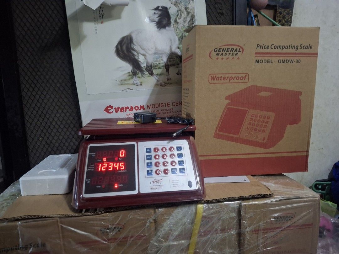 General Master GMDW-30 Price Computing Scale (Category: Health Monitors & Weighing Scales) located in Manila. Submitted by tintin1224 (Listing ID 1471202214, Image 3). Description: General Master Digital Price Computing Scale (Model: GMDW-30) - Waterproof design ideal for wet markets and retail shops - Clear red LED displays showing weight, unit price, and total price - Full keypad setup featuring zero, tare, and memory functions - Comes complete