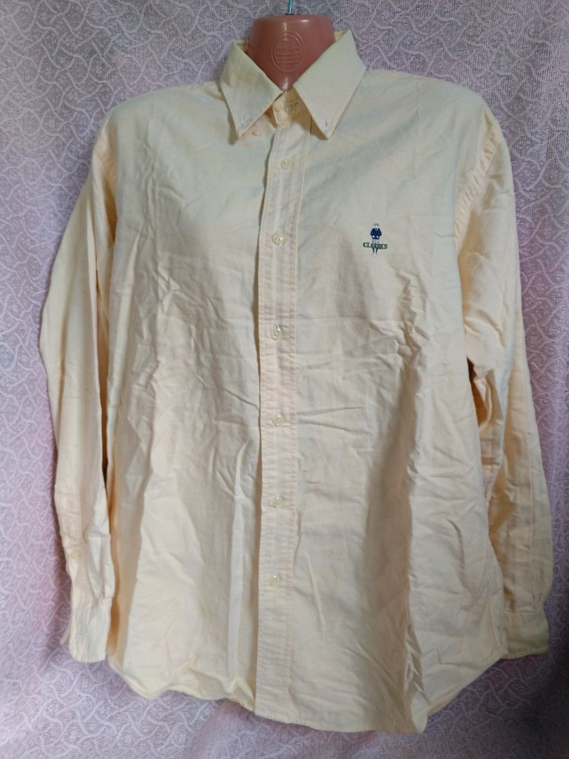 GIORDANO CLASSICS yellow long-sleeve button-down shirt (Category: Tshirts & Polo Shirts ) located in Baguio. Submitted by mir_yam.elias (Listing ID 1471200709, Image 1). Description: GIORDANO CLASSICS yellow long-sleeve button-down shirt Medium on mens Semi-L women's slight flaw on last pic.