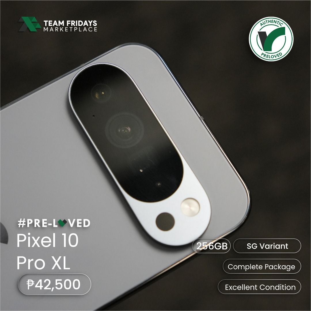 Google Pixel 10 Pro XL (256GB) (Category: Google Pixel) located in Quezon City. Submitted by teamfridaysmarketplace (Listing ID 1471183272, Image 2). Description: Google Pixel 10 Pro XL (256GB) Openline SALE Price: Php42500 The unit is in good condition (1 Visible case mark at the back) Warranty: 7 Days Money Back Guaranteed Package: complete standard package Description - 256GB - SG Variant - Guaranteed No defects and NOT Refurbish!!! Globe: 091