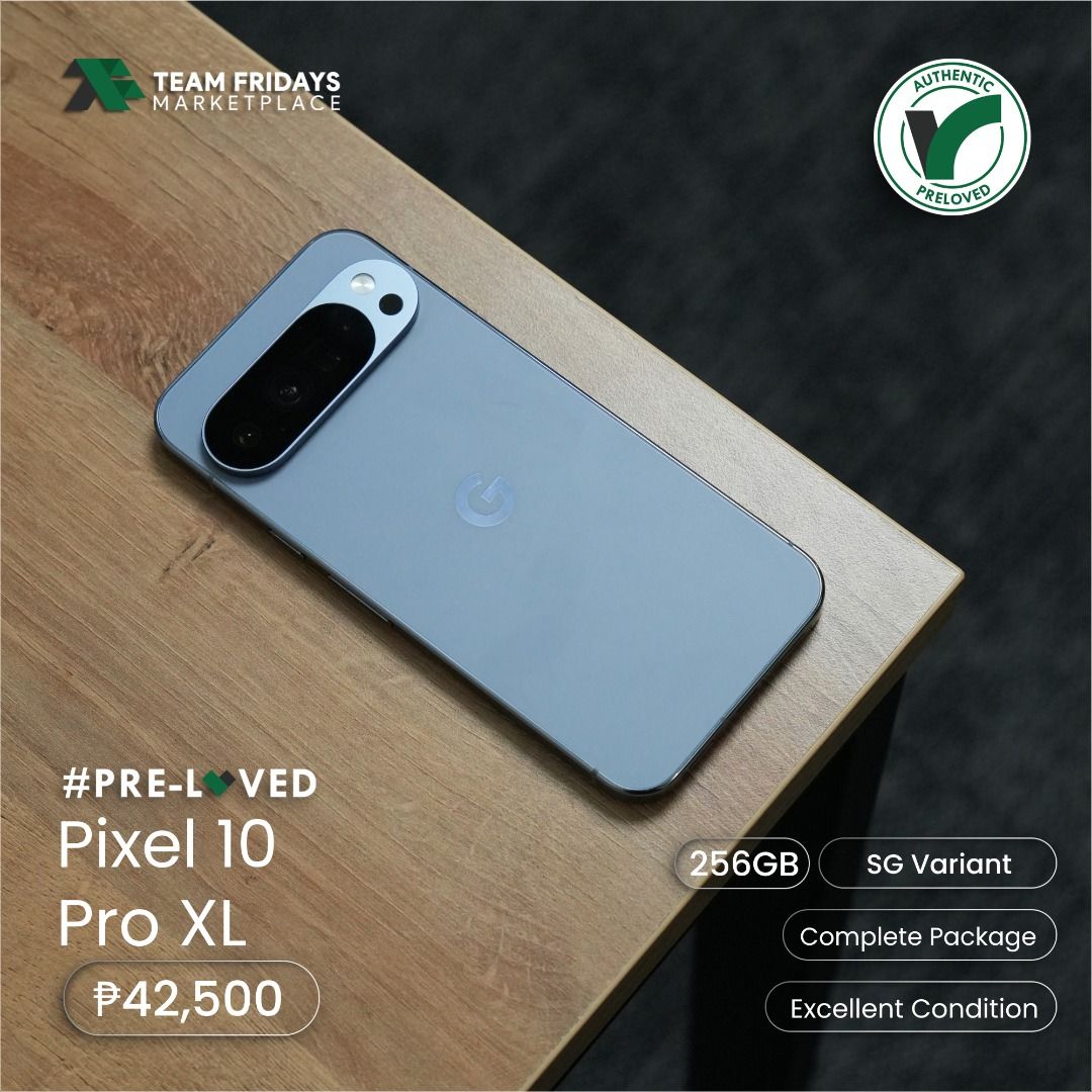 Google Pixel 10 Pro XL (256GB) (Category: Google Pixel) located in Quezon City. Submitted by teamfridaysmarketplace (Listing ID 1471183272, Image 1). Description: Google Pixel 10 Pro XL (256GB) Openline SALE Price: Php42500 The unit is in good condition (1 Visible case mark at the back) Warranty: 7 Days Money Back Guaranteed Package: complete standard package Description - 256GB - SG Variant - Guaranteed No defects and NOT Refurbish!!! Globe: 091