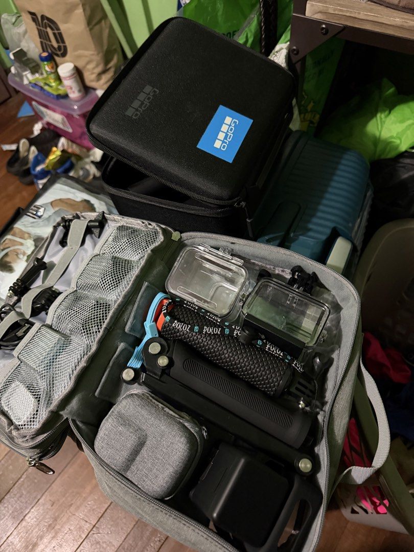 GoPro action camera bundle with accessories and case (Category: Cameras) located in Manila. Submitted by adanielbm (Listing ID 1471134714, Image 2). Description: GoPro12 Black creator Edition - Complete GoPro setup for all your content creation needs - Includes Volta battery grip, Media Mod, Light Mod, and Max Lens Mod 2.0 - Comes with waterproof protective housings, sturdy tripod, and multiple versatile mounts - Includes USB cables and a spaciou
