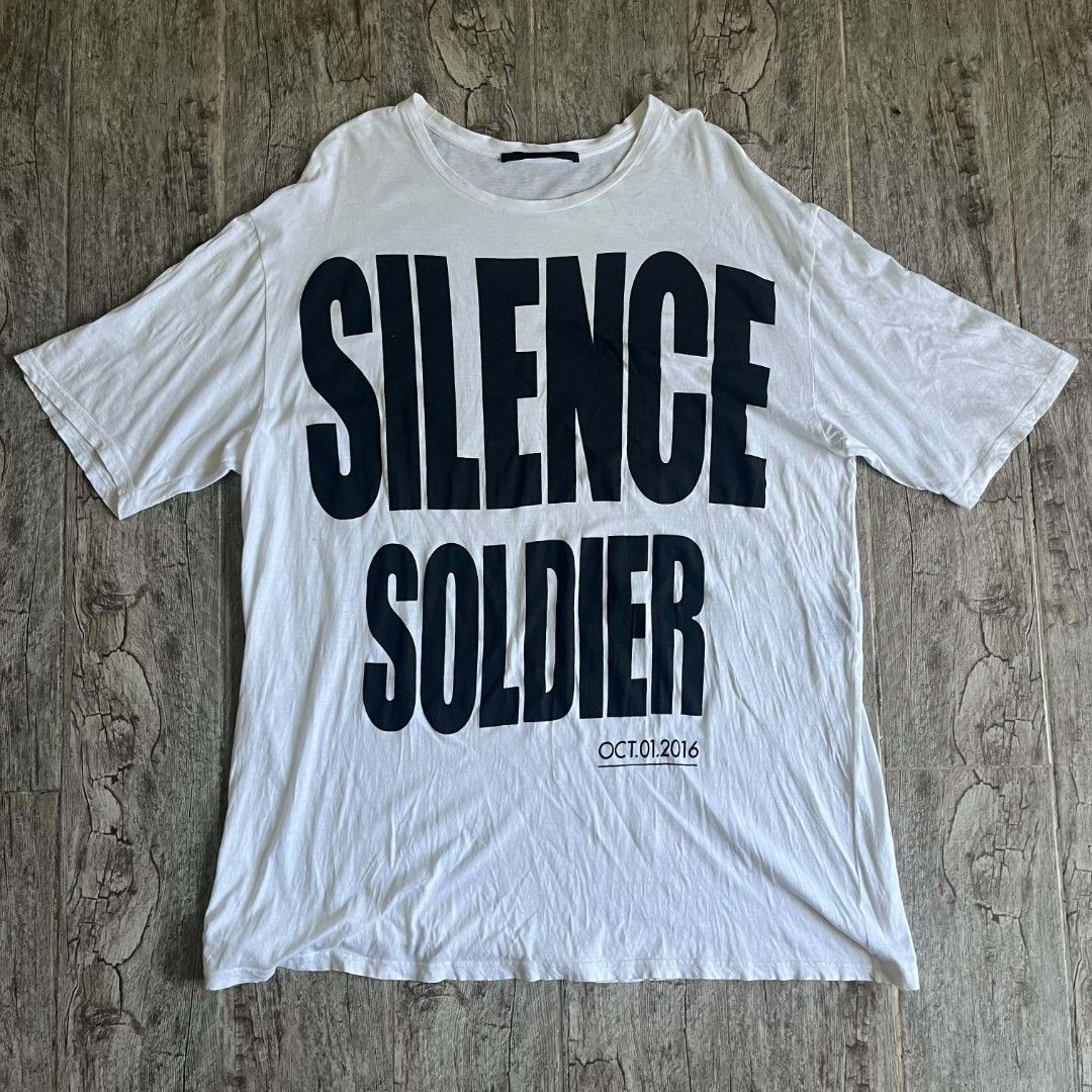 Haider Ackermann Ss17 "Silence Soldier" Oversized Tee (Category: Blouses) located in Manila. Submitted by spo0ky.archives (Listing ID 1471213374, Image 3). Description: Width: 24 Length: 32 2 minor pinhole.