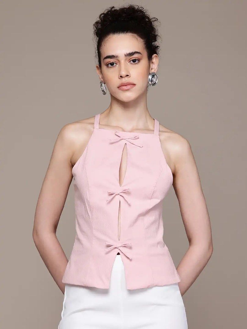 Mango Pink Halter Top (Category: Blouses) located in Angeles City. Submitted by shilohmrn (Listing ID 1471272934, Image 1). Description: Halter Top retail price: ₱1,600 (can be negotiated) brand name: Mango size: medium (m) original price: ₱2,000 condition: brand new/used once mode of payment -gcash -bdo (bank transfer) courier -j&t express .