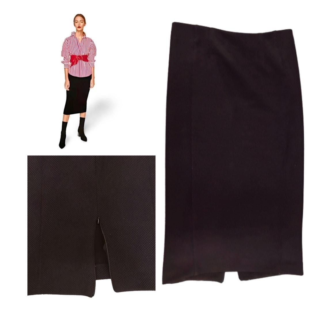 H&M BLACK TEXTURED MIDI SKIRT (Category: Skirts) located in Marikina City. Submitted by minimalistmanila (Listing ID 1471132169, Image 2). Description: Beautiful fitted garterized waist H&M black textured skirt. S/M fit, 26 - 28 waist. Length is 27 inches. Semi thick fabric. Purchased in London. Order now! .