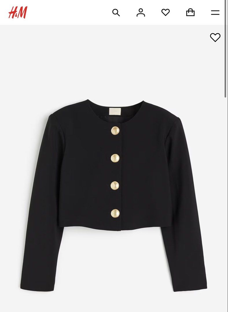 H&M Soft Cropped Blazer (Medium) (Category: Coats, Jackets and Outerwear) located in Batangas. Submitted by essir (Listing ID 1471215967, Image 1). Description: used once lang sa HK size medium.