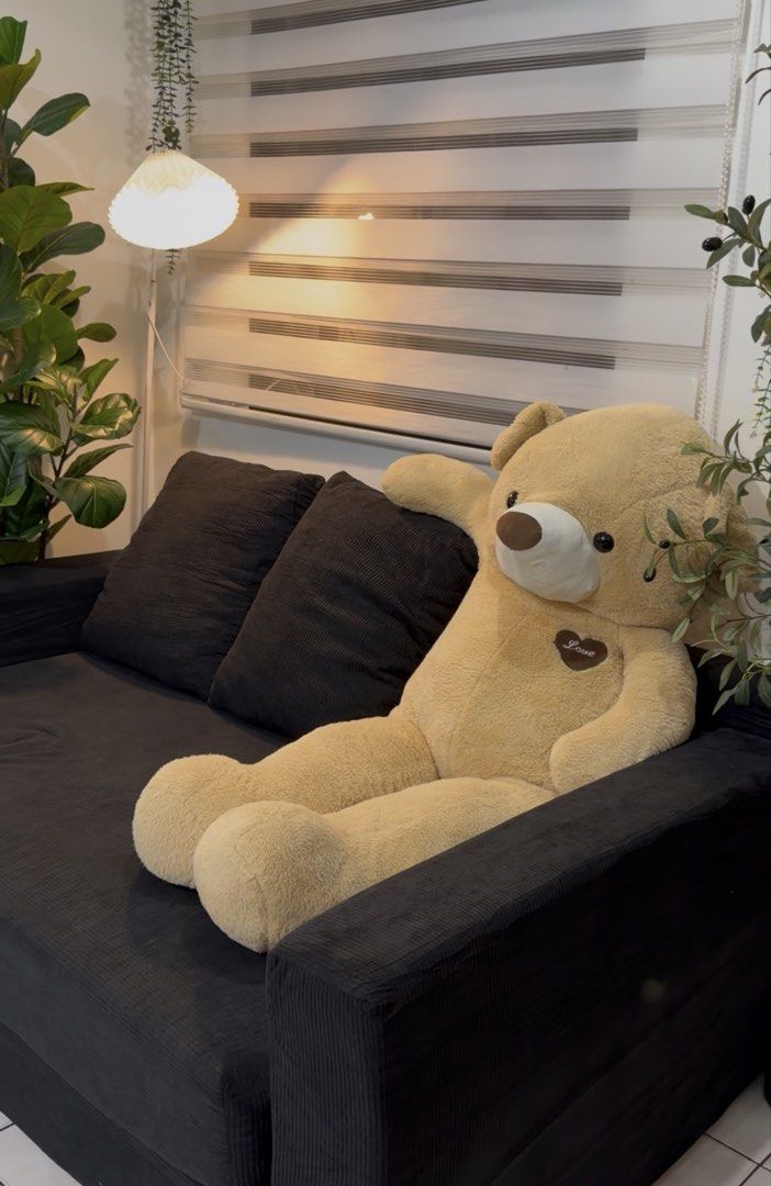 Huge Light Brown Teddy Bear Stuffed Toy (Category: Plushies & Soft Toys) located in Quezon City. Submitted by ysm_shoppe (Listing ID 1471266485, Image 2). Description: - Size: Really big teddy bear, perfect for cuddling or couch display - Material: Super soft plush fur all over - Features: Big friendly eyes, white snout, brown nose, and a cute 'Love' heart patch on the chest - Condition: Clean and well-maintained, ready for a new home - Use: Grea