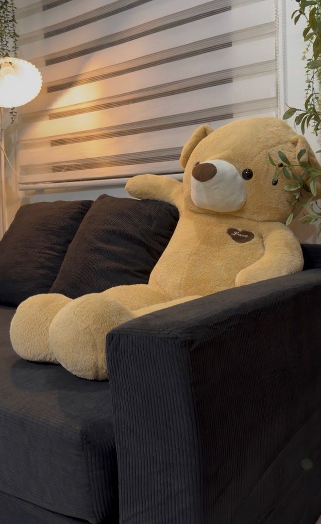 Huge Light Brown Teddy Bear Stuffed Toy (Category: Plushies & Soft Toys) located in Quezon City. Submitted by ysm_shoppe (Listing ID 1471266485, Image 1). Description: - Size: Really big teddy bear, perfect for cuddling or couch display - Material: Super soft plush fur all over - Features: Big friendly eyes, white snout, brown nose, and a cute 'Love' heart patch on the chest - Condition: Clean and well-maintained, ready for a new home - Use: Grea