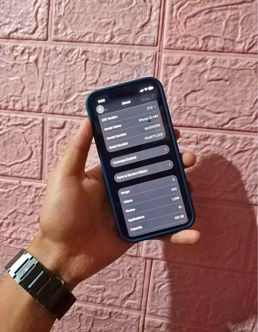 Iphone 13mini (Category: iPhone 13 Series) located in Valenzuela. Submitted by prelovedthatshi (Listing ID 1471236691, Image 1). Description: iPhone 13 mini 128gb Zp/A variant 100%bh newly replaced verified battery (no unknown parts) super kunat! All working! Unli check! Unli reset! With orig box same emei, orig adapter from Apple and high quality case from Agoda worth 600+. Full tempered nadin and may lens protector nadin. Gagamitin nalang🥰 Rus