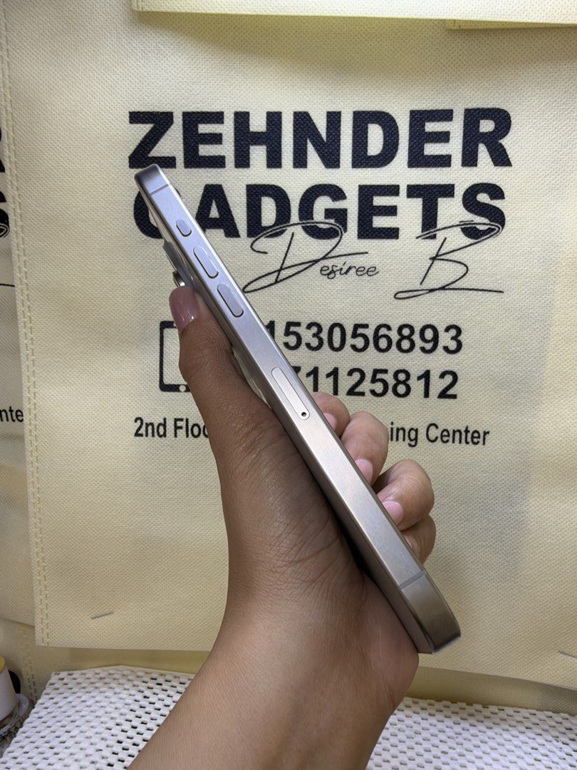 iPhone 15 PRO MAX 512GB OPENLINE (NTC APPROVED) (Category: iPhone 15 Series) located in San Juan City. Submitted by desireebayal96 (Listing ID 1471144269, Image 2). Description: iPhone 15 Pro Max (Natural Titanium) * 512GB * OPENLINE (ANY SIM) * NTC APPROVED * 93% BH (ORIGINAL CAN CHECK 3UTOOLS) * 98% SMOOTH * NO ISSUE * NO HISTORY OF REPAIR * NO ICLOUD ISSUE * NOT REFURBISHED * FACE ID & TRUETONE WORKING * WITH CORD TYPE-C OPEN FOR COD SAME DAY 