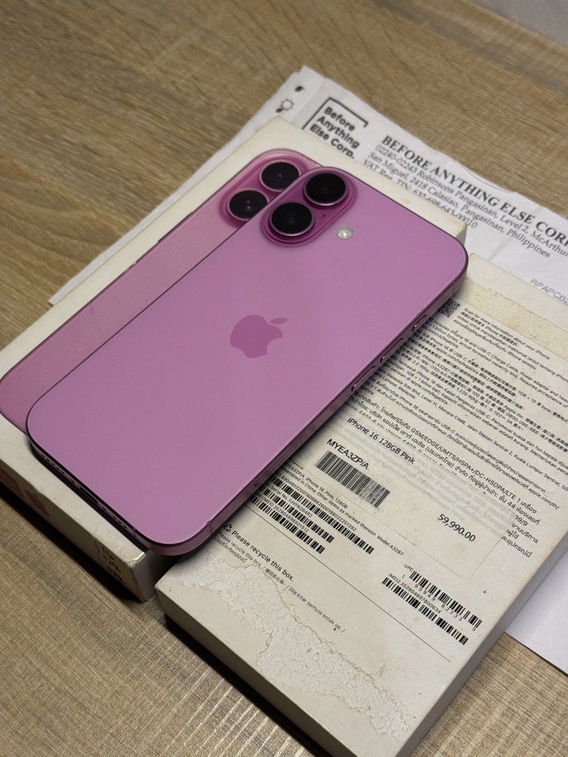 IPHONE 16 128GB FU (Category: iPhone 16 Series) located in Dagupan City. Submitted by jagaray_ (Listing ID 1471124637, Image 3). Description: iPhone 16 (Pink) • 128GB Storage • ZP/A (Local Variant) • Factory Unlocked ( Any sim ) • NTC Approved 🇵🇭 • 85% Battery Health 🔋 • iOS 26.6 • Face id & Truetone ✅ Brand New Condition Warranty ended last February 2026 No history of repair In Pristine condition No dents nor scratches Comes with Original box