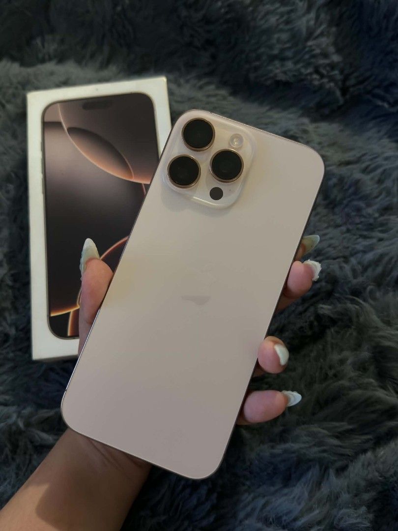 iPhone 16 Pro Max (Category: iPhone 16 Series) located in Manila. Submitted by lui_0098 (Listing ID 1471163396, Image 3). Description: Iphone 16 Promax 256Gb Smartlocked Dessert Titanium 90% Battery Health (Original) Z/PA Local Variant (Ntc Approved🇵🇭) Inclusions: Unit & Box (SAME IMEI) Case 📌NO ISSUE 📌NO HISTORY OF REPAIR 📌UNLI CHECK & UNLI RESET 📌 NO DENTS OR SCRATCHES 📍Manila Area or Rob Ermita.