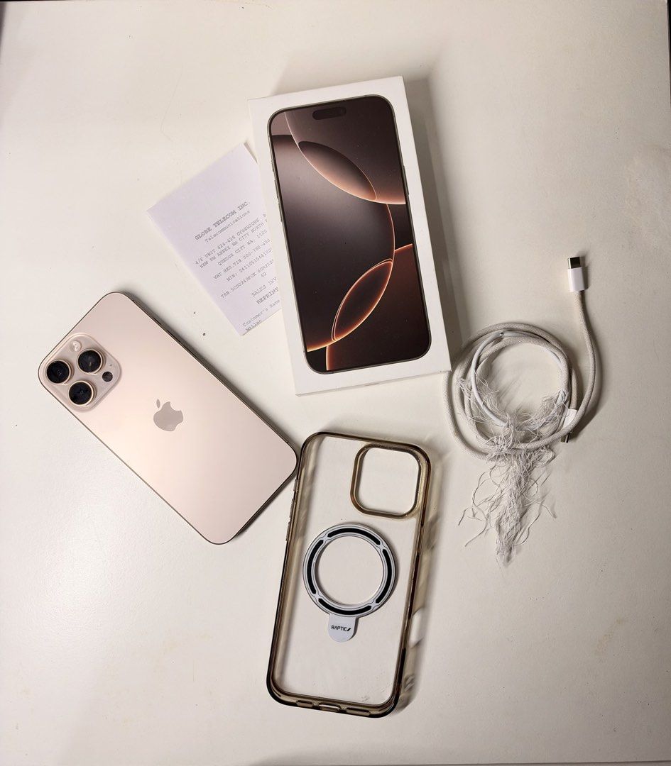iPhone 16 Pro Max 256gb (Category: iPhone 16 Series) located in Quezon City. Submitted by pam.23 (Listing ID 1471151602, Image 1). Description: For Sale iPhone 16 Pro Max 256gb 89% BH • 510 CC First Use: Jan 2025 ZP/A Model Number Inclusions: Unit Cord Box Raptic Case Tempered glass installed since day 1 and never napalitan No scratches or dents Currently globe locked, but the unlocking process is already in progress..