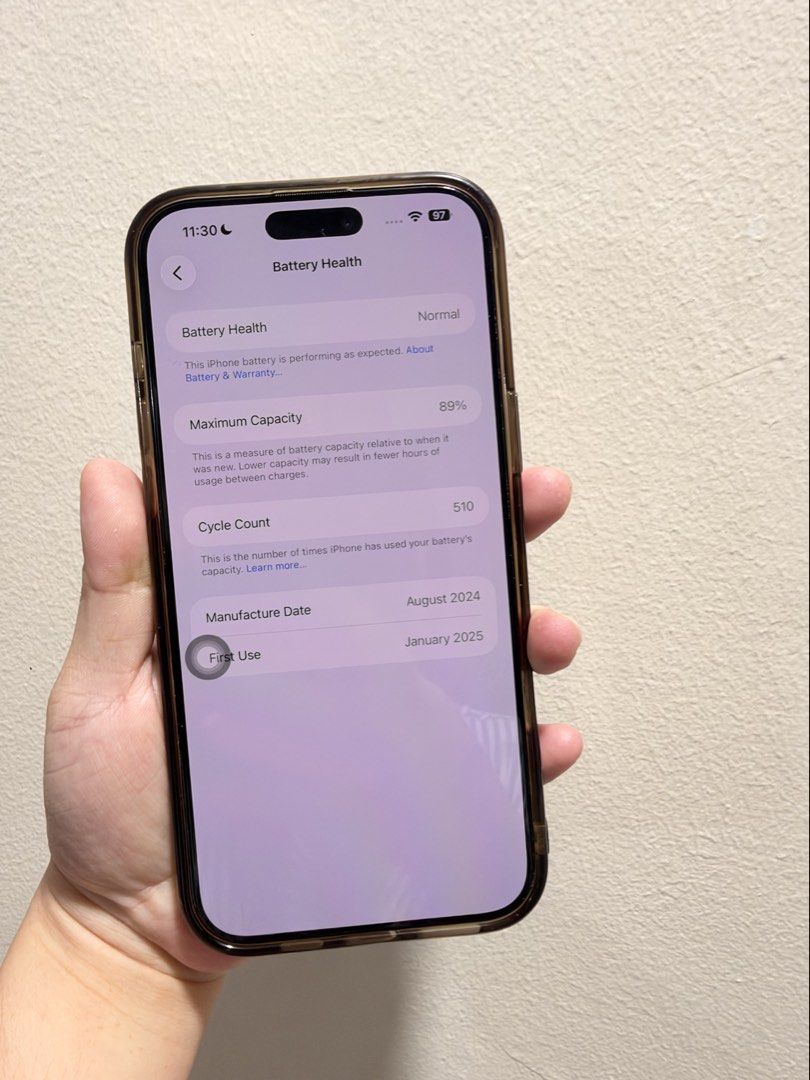 iPhone 16 Pro Max 256gb (Category: iPhone 16 Series) located in Quezon City. Submitted by pam.23 (Listing ID 1471151602, Image 2). Description: For Sale iPhone 16 Pro Max 256gb 89% BH • 510 CC First Use: Jan 2025 ZP/A Model Number Inclusions: Unit Cord Box Raptic Case Tempered glass installed since day 1 and never napalitan No scratches or dents Currently globe locked, but the unlocking process is already in progress..