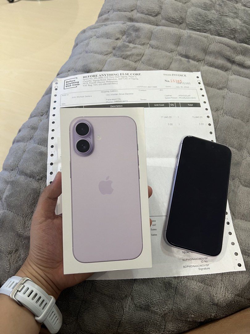 iPhone 17 512gb (lavender) (Category: iPhone 17 Series) located in Taguig. Submitted by good_buy_here (Listing ID 1471226416, Image 2). Description: bought last July 2026 in Power Mac Center batt health 100% cycle count: 91 as of today no issues, no scratch, good as new :) lady owned rfs: upgrade :) meetup only (vistamall taguig, grace mall taguig, market2x, bgc, ayala malls manila bay, one ayala).