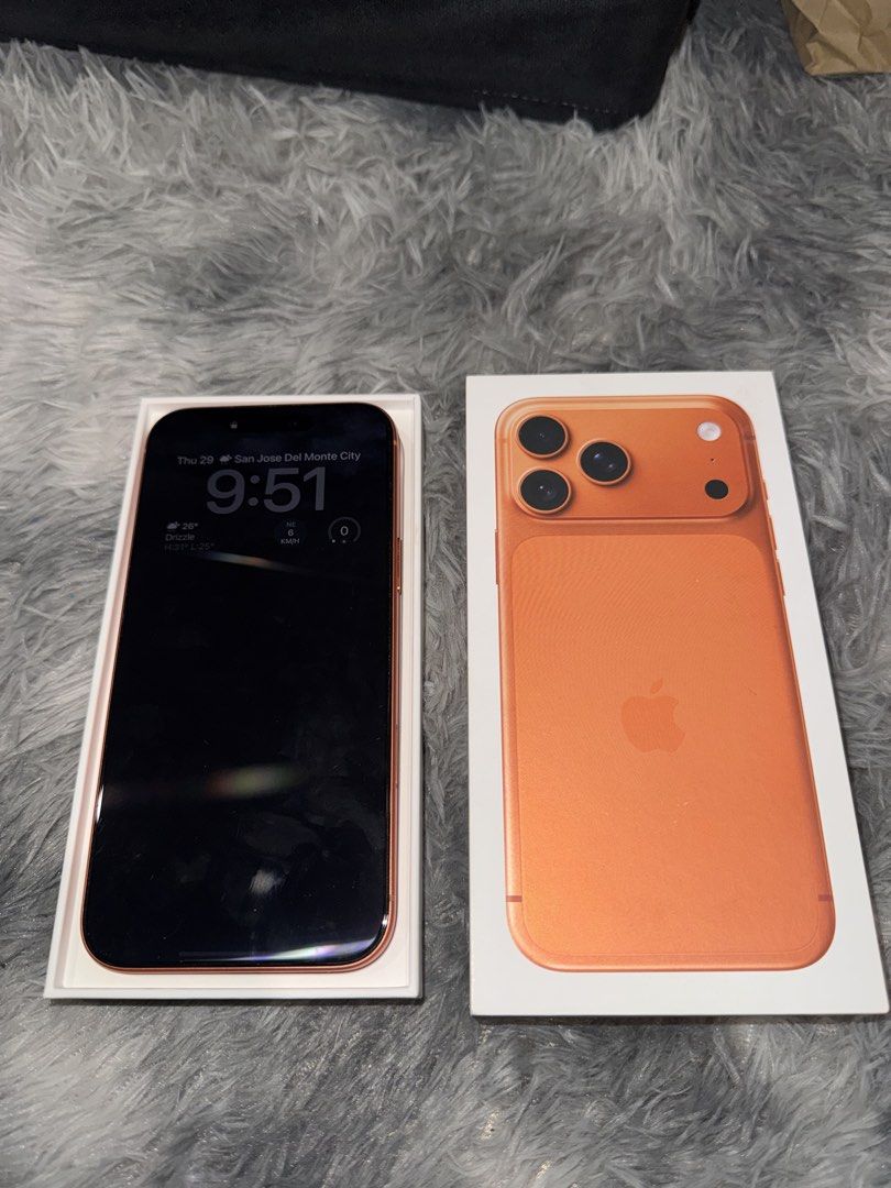 Iphone 17 Pro Max 256GB (Category: iPhone 17 Series) located in San Jose del Monte. Submitted by johneric96 (Listing ID 1471129285, Image 3). Description: Iphone 17 Pro Max Cosmic Orange 256GB With Complete Accessories: *IPhone 17 Pro Max Cases *Privacy Glass Screen Protector *Charger Block & Cables *Everything works po, No Issue. Binili sa Mall Few months ago di masyado nagamit parang bumili ka narin ng bago, Completo po with Box pa & Receipt. R