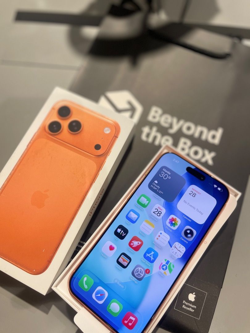 iPhone 17 Pro Max 512GB Cosmic Orange 35 cycle count (Category: iPhone 17 Series) located in Caloocan City. Submitted by annieshra (Listing ID 1471211752, Image 2). Description: 🍊 FOR SALE: iPhone 17 Pro Max 512GB – Cosmic Orange 💰 ₱88,000 (Slightly Negotiable) ✨ Bought September 28, 2026 – barely a month old! ✨Battery Health 100% ✨Battery CC - 35 ✨ Pristine, like-new condition ✨ Lady-owned and well taken care of ✨ No dents, scratches, or issue