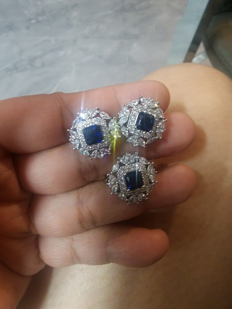 JEWELRY SET (simulated diamond) (Category: Earrings) located in Manila. Submitted by chrinathalie (Listing ID 1471258541, Image 2). Description: material brass coated with rhodium and whitegold stone: high grade zircon.