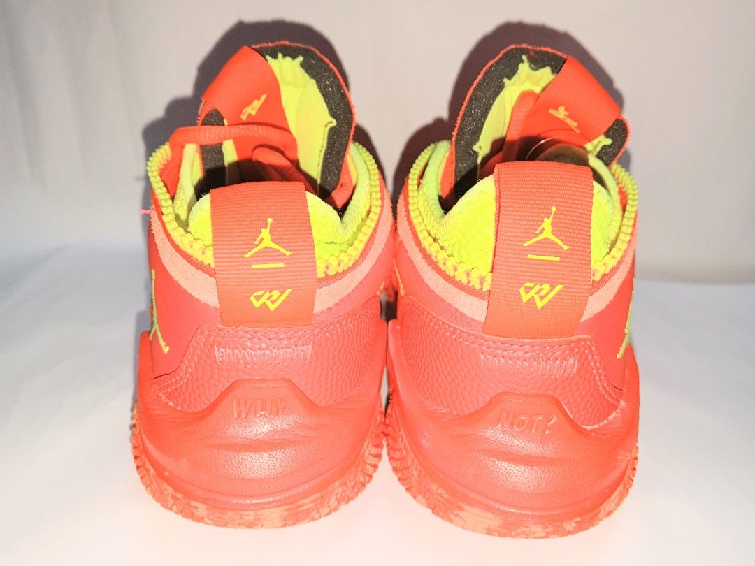 Jordan Why Not .6 "Bright Crimson" (Category: Sneakers) located in Taytay. Submitted by sirthinksalot21 (Listing ID 1471264180, Image 3). Description: Russell Westbrook's sixth signature basketball sneaker with Jordan Brand. - Model: Jordan Why Not .6 PF "Bright Crimson" - Size: US 7 - Colorway: Bright Crimson with vibrant lime-yellow/volt inner bootie, accents, and a distinctive zippered shroud. - Design: Features a semi-translucent grid-pattern