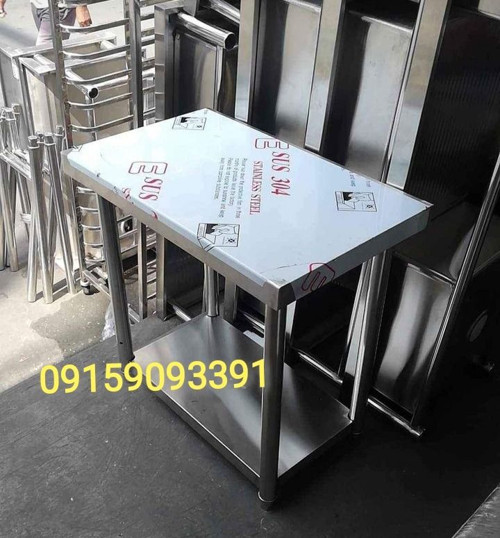 Kitchen Prep Table with Shelf (Category: Tables & Sets) located in Manila. Submitted by mayebarle006077 (Listing ID 1471136418, Image 3). Description: INDUSTRIAL TABLE Upgrade your workspace with our Industrial Table, designed to provide a sturdy, functional, and practical working surface for demanding environments. Its professional design makes it suitable for food preparation, equipment placement, and various commercial and industrial applicati