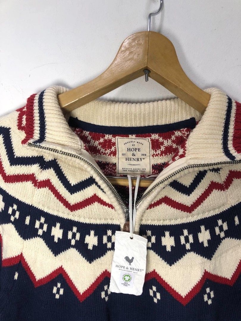 Knitted Quarter Zip (Category: Coats, Jackets and Outerwear) located in Manila. Submitted by aristothrift (Listing ID 1471292623, Image 3). Description: Brand: Hope & Henry Dimes: 19x29 Small on tag Location: Antipolo Excellent condition.