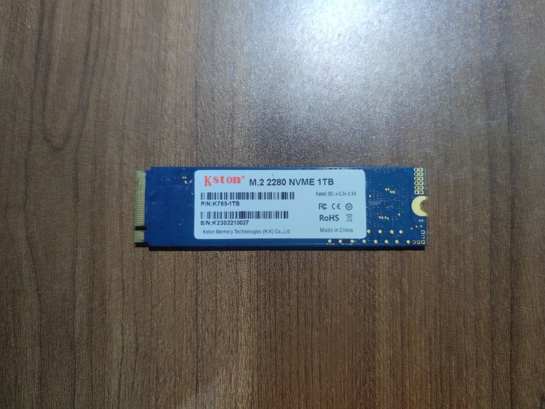 Kston 1TB M.2 2280 NVMe SSD (Category: Hard Disks & Thumbdrives) located in Manila. Submitted by cailser (Listing ID 1471130228, Image 2). Description: - Brand/Model: Kingston 1TB NVMe M.2 2280 SSD - Interface: PCIe 3.0 x4 for fast performance - Health Status: 100% Good (verified via CrystalDiskInfo) - Usage: 280 power-on hours and 345 power cycles only - Condition: Tested, working properly in BIOS, ready to use - Compatibility: Great speed upgra