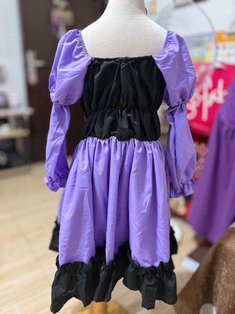 Kuromi Costume Set 4-6Y (Category: Babies & Kids Fashion) located in Bulacan. Submitted by kitty.khat (Listing ID 1471121372, Image 2). Description: Kuromi costume set. Detachable yung sa Arms, garter yung likod For 4-6Y best fit (3 yo sana gagamit malaki pa sya) Inclusions - Dress - Bow Braid Hair Accessories - 1 pair of socks — at SJDM, Bulacan..