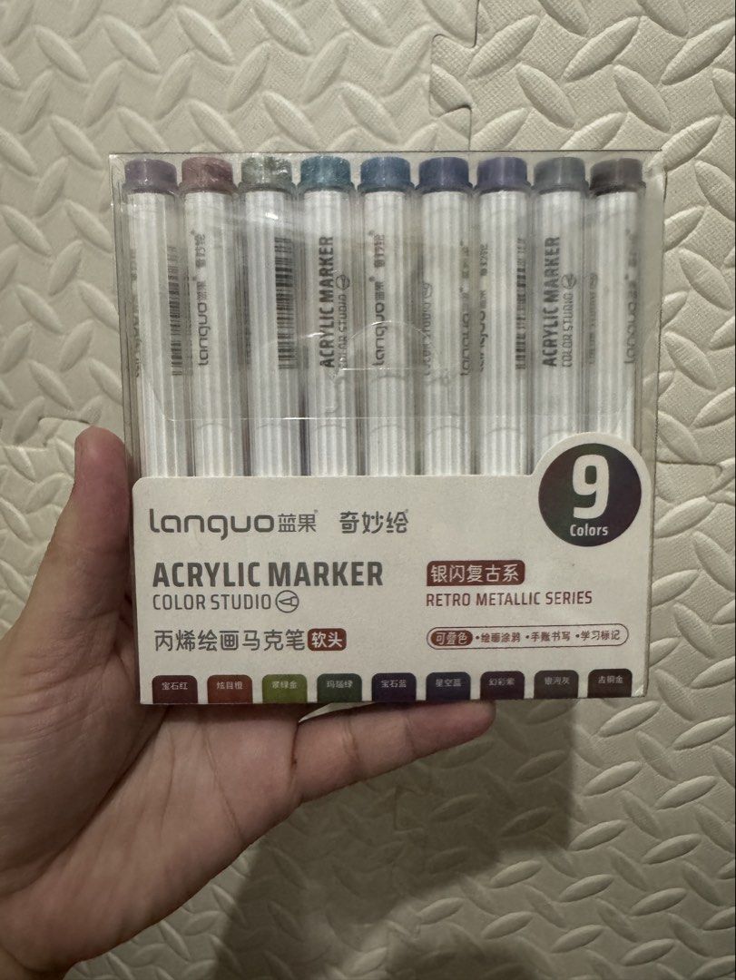 Languo Acrylic Marker 9 colors per pack (Category: Stationery & School Supplies) located in Mandaluyong City. Submitted by kendykeyn (Listing ID 1468563345, Image 3). Description: 200 each Brand new.