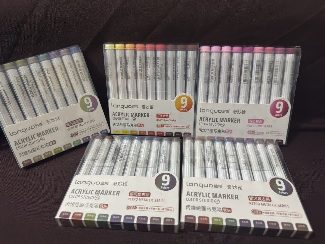 Languo Acrylic Marker 9 colors per pack (Category: Stationery & School Supplies) located in Mandaluyong City. Submitted by kendykeyn (Listing ID 1468563345, Image 1). Description: 200 each Brand new.